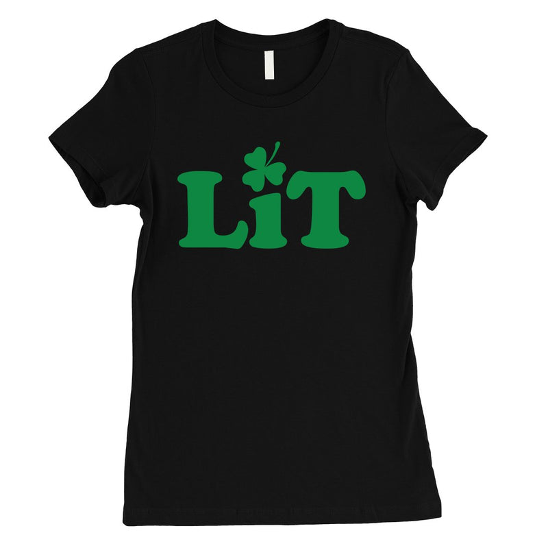 Lit Shamrock Womens Saint Patrick's Day Tee Cute Irish T-Shirt