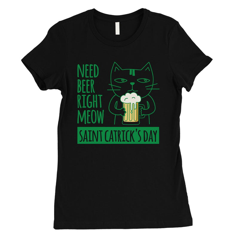 Beer Cat Patrick's Day Womens Tee Saint Patrick's Day T-Shirt Gift