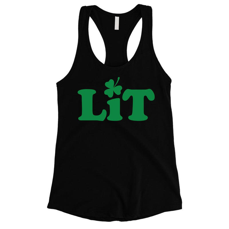 Lit Shamrock Womens Cute St Patricks Day Tank Top Funny Irish Gift