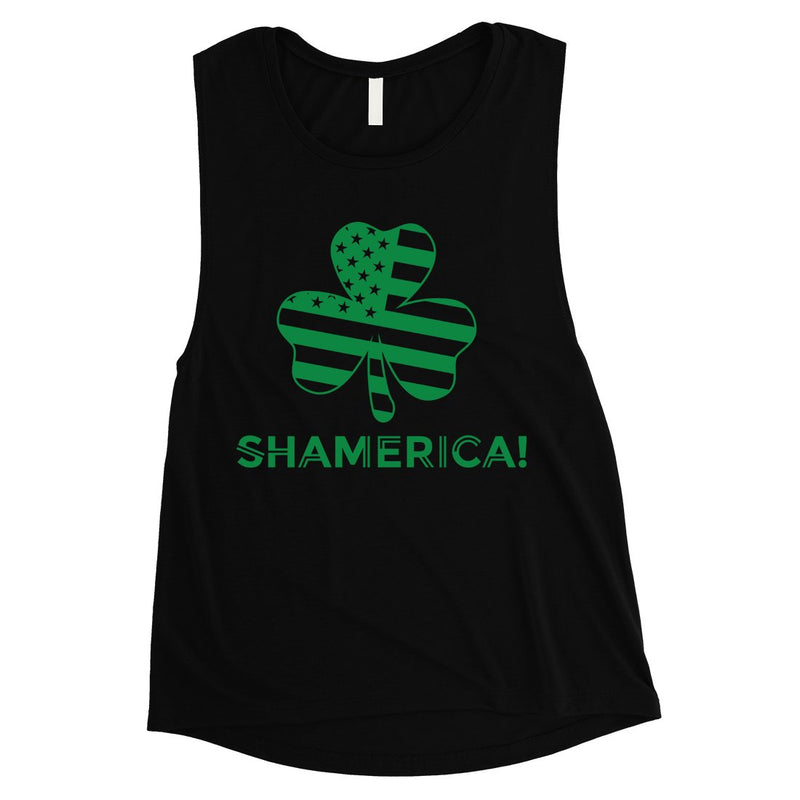 Shamerica Flag Womens Muscle Tank Top Cute St Paddy's Day Shirt