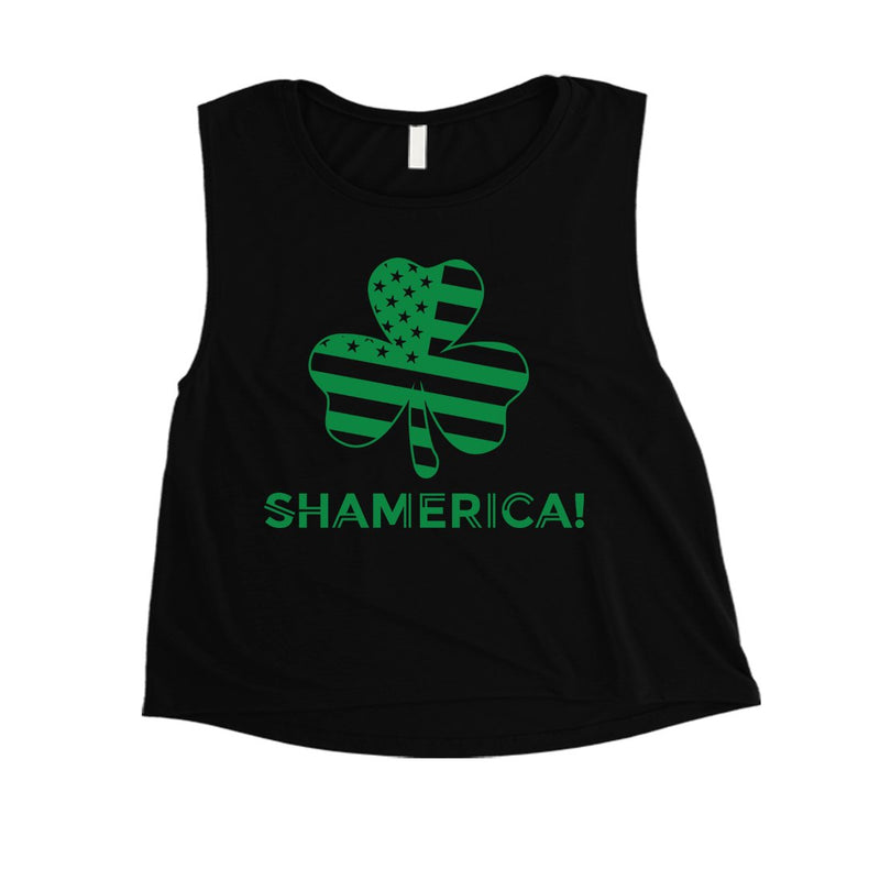 Shamerica Flag Womens Crop Tank Top Cute Saint Paddy's Day Shirt