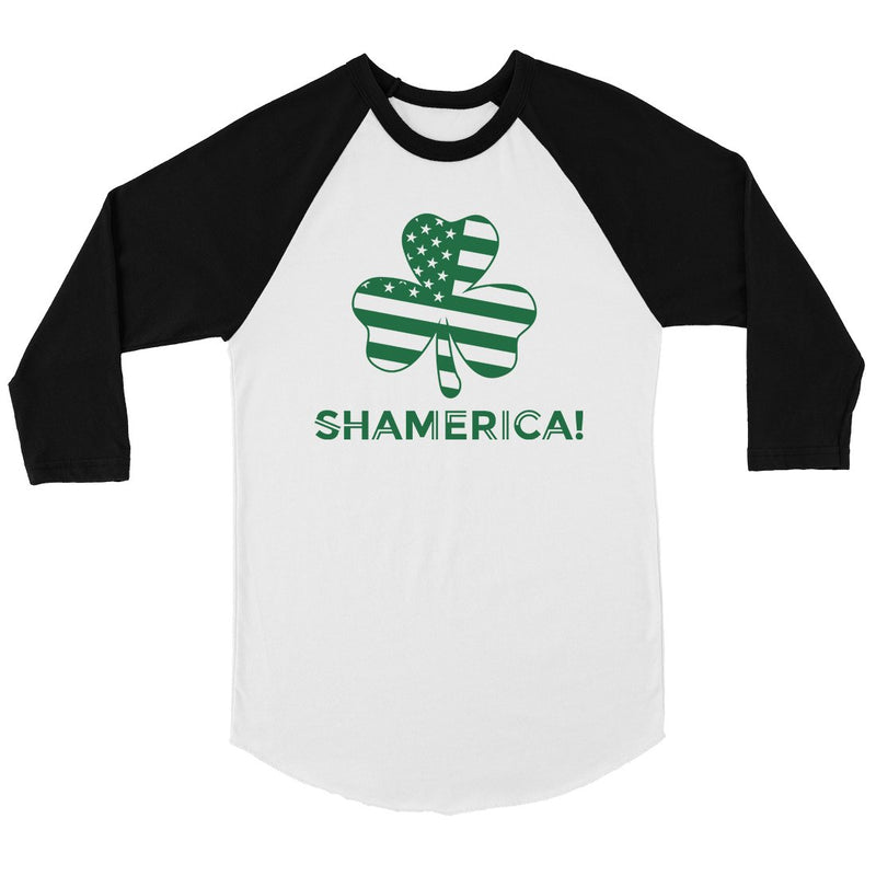 Shamerica Flag Mens Baseball Shirt Funny St Patricks Day Shirt Idea