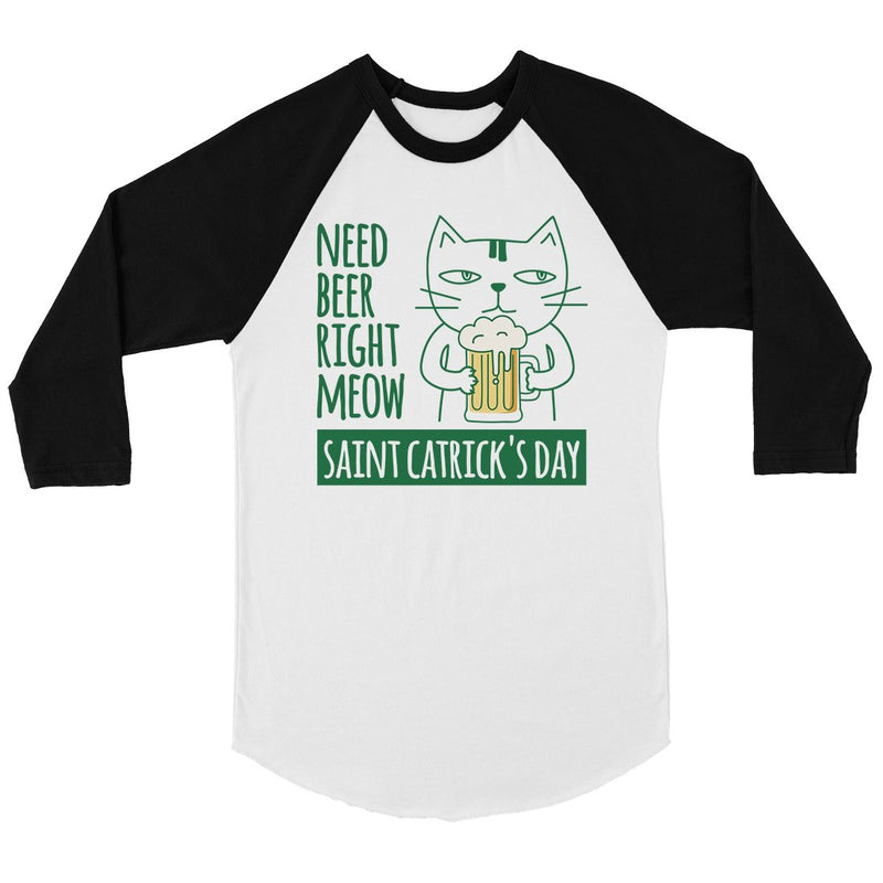 Beer Cat Patrick's Day Womens Baseball Tee For St Patrick's Day