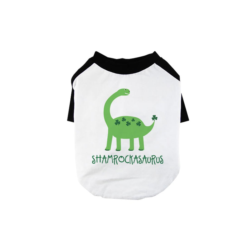 Shamrock Saurus Pet Baseball Shirt for Small Dogs Funny Irish Gift
