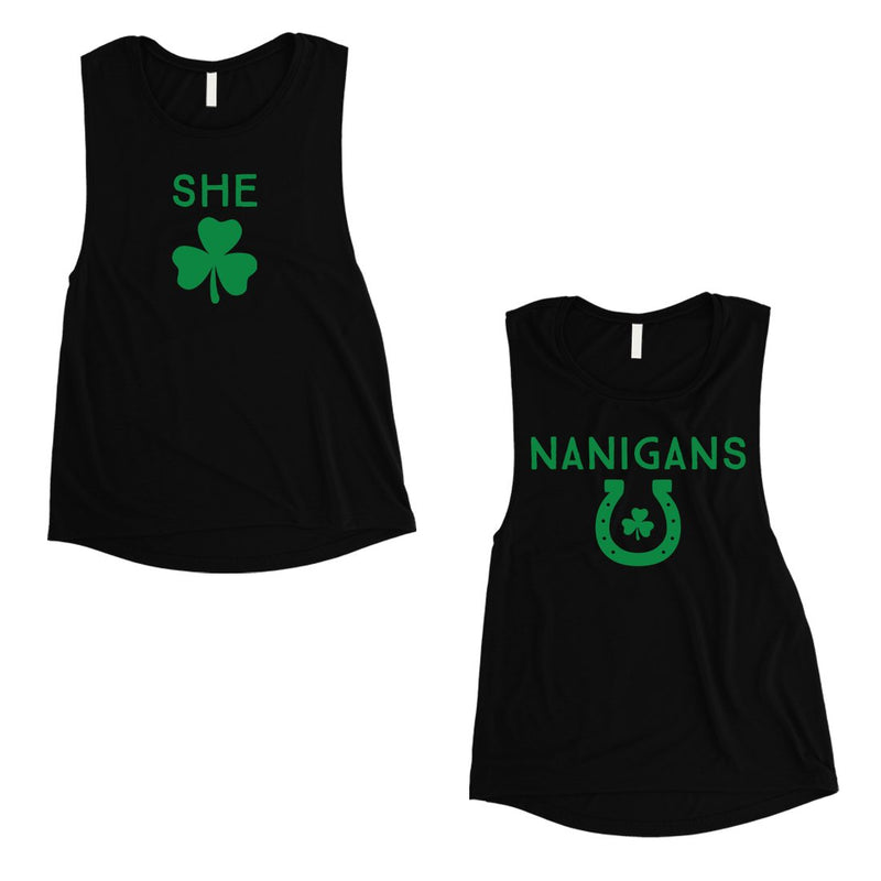 Shenanigans St Patrick's Day Matching Muscle Tank Tops For BFF Gift