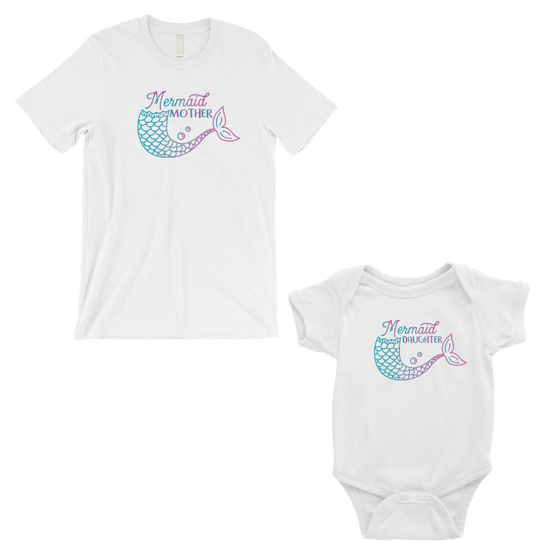 Mermaid Mother Daughter Matching Shirts White For Mother's Day Gift