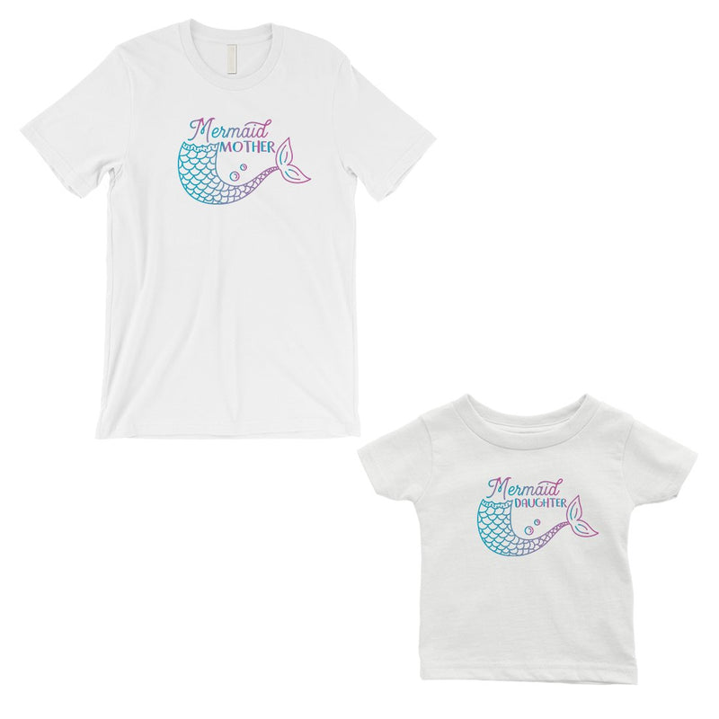 Mermaid Mother Daughter Matching T-Shirts White Mother's Day Gift