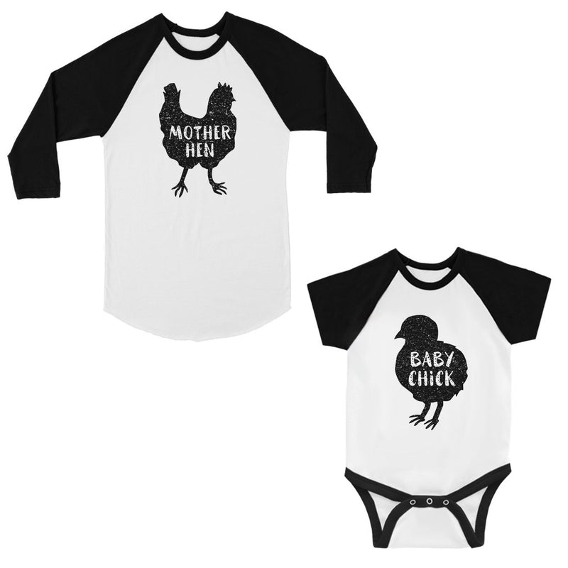 Mother Hen Baby Chick Mom Baby Matching Raglan Shirts New Mom Gift