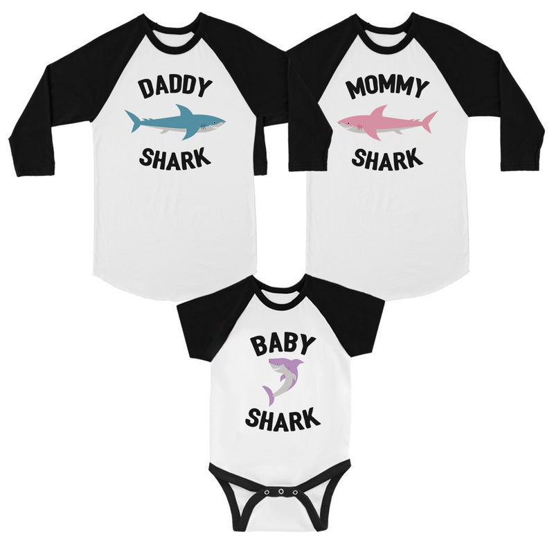 Daddy Mommy Baby Shark Family Matching Gifts Baseball Shirts For Men