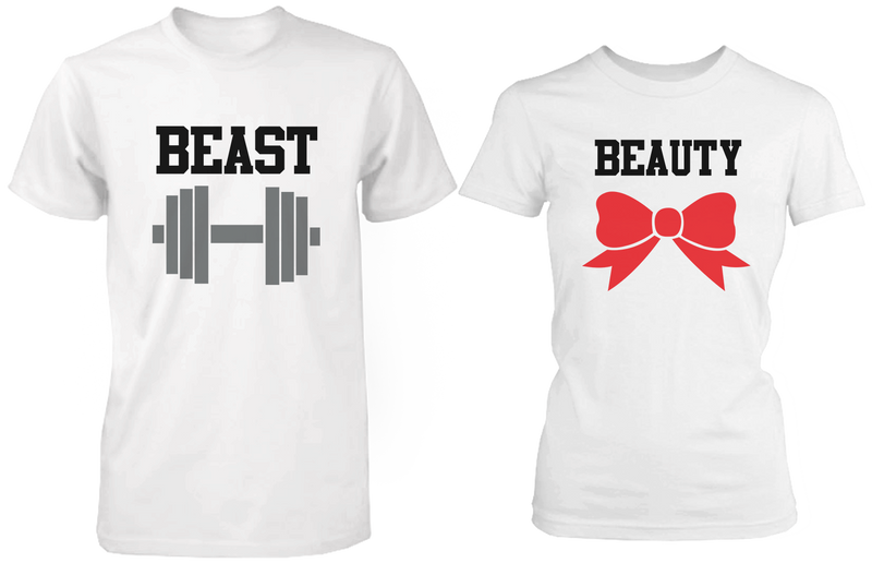 Beauty & Beast White Matching Couple Shirts (Set)