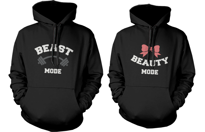 Beauty Mode and Beast Mode Couple Hoodies Cute Matching Outfit for Couples
