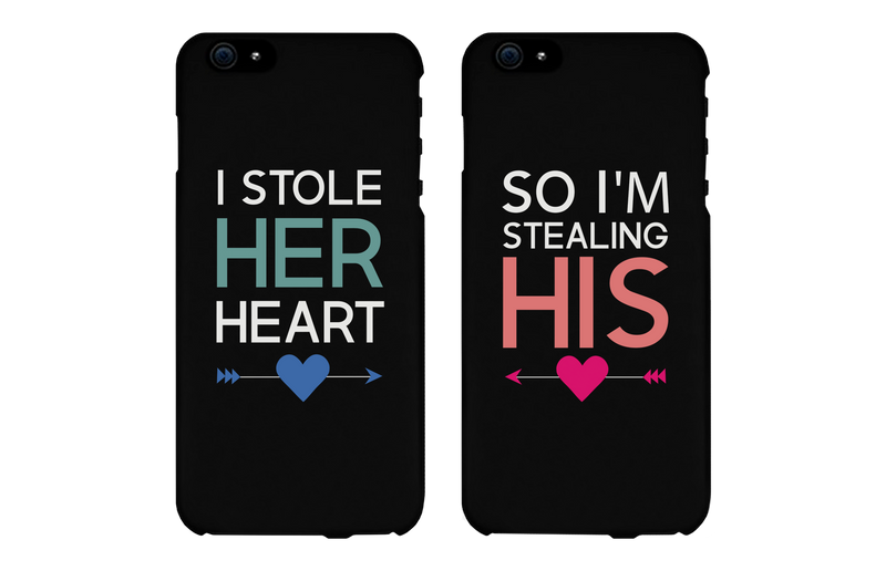 I Stole Her Heart So I'm Stealing His Matching Couple Black Phonecases (Set)