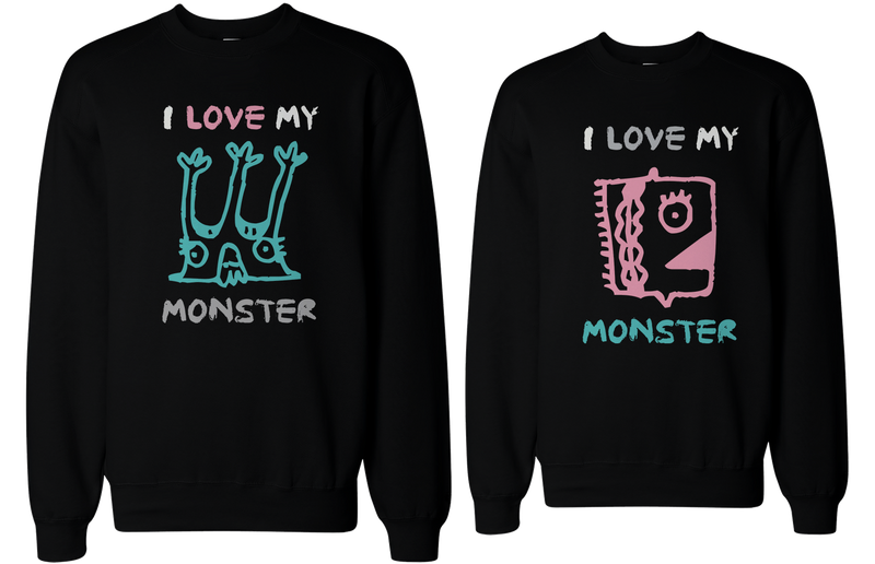 I Love My Monster Couple Sweatshirts Funny Matching Outfit for Couples