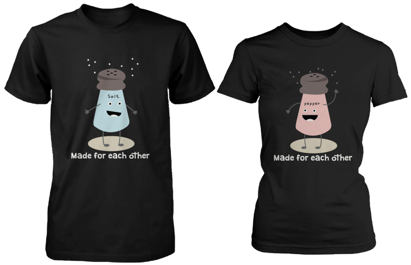 Salt & Pepper Made for Each Other Matching Couple Shirts (his & hers Set)