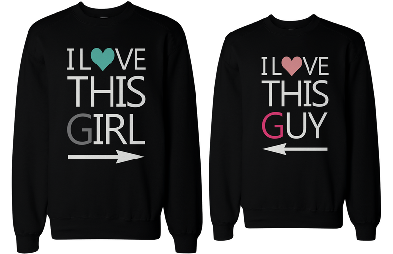 His and Her I Love This Guy and Girl Matching Sweatshirts for Couples