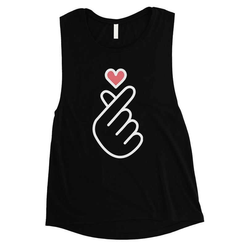 365 Printing Finger Heart Womens Cute Graphic Workout Tank Top Muscle Shirt Gift