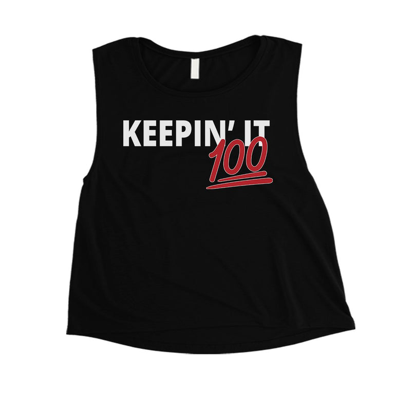 365 Printing Keepin' It 100 Womens Funny Confident Motivational Crop Tank Top