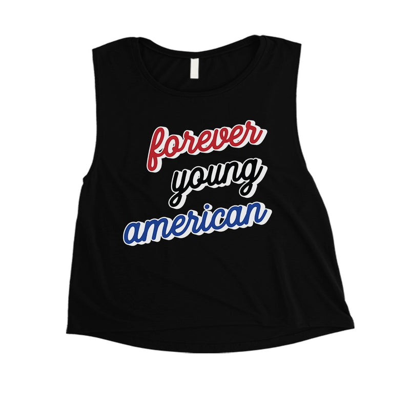 365 Printing Forever Young American Womens Cute 4th of July Crop Tank Top Gift