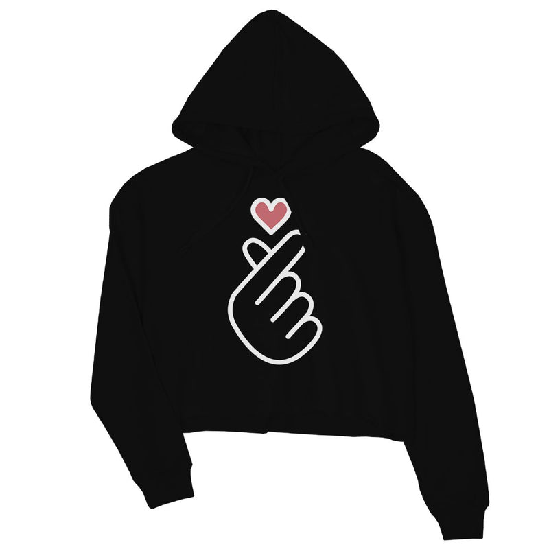 365 Printing Finger Heart Womens Korean Finger Heart Hooded Sweatshirt Gifts