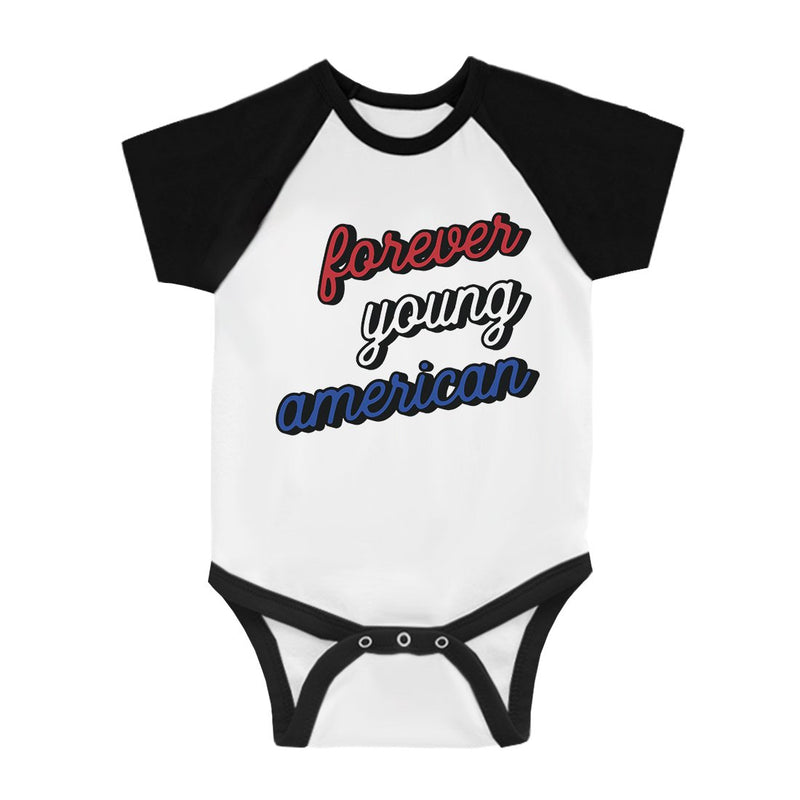 365 Printing Forever Young American Raglan Baby Bodysuit For 4th of July Outfit
