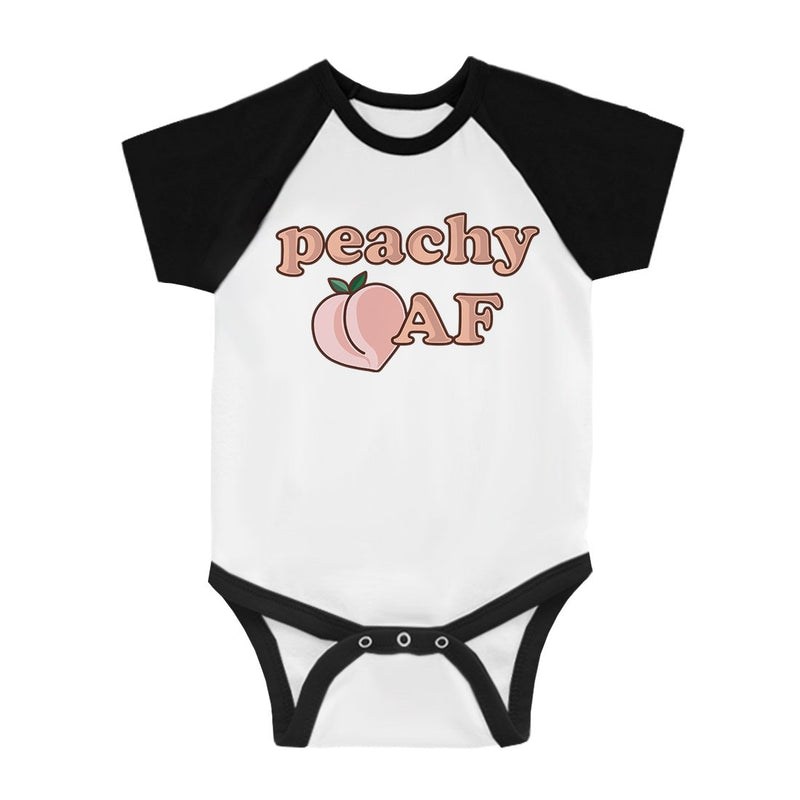 365 Printing Peachy AF Baby Baseball Bodysuit Funny Graphic Baby Raglan Jumpsuit