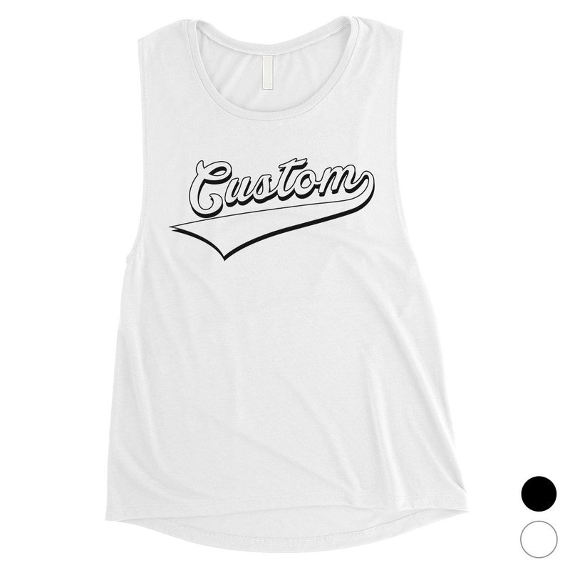 White College Swoosh Fun Cool Rad Womens Personalized Muscle Tops
