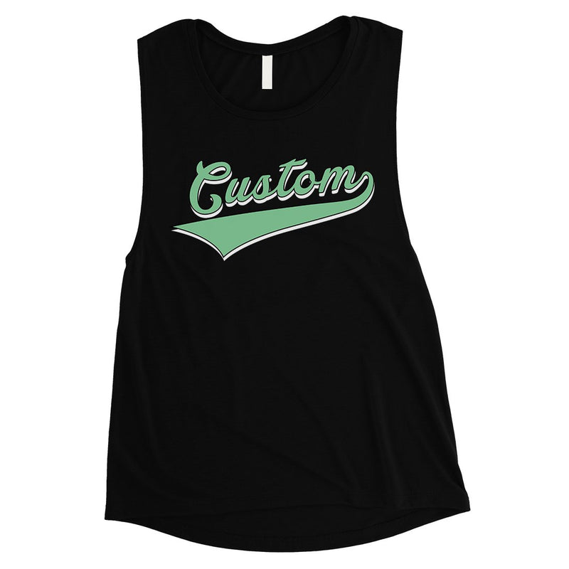 Green College Swoosh Classic Cool Womens Personalized Muscle Tops