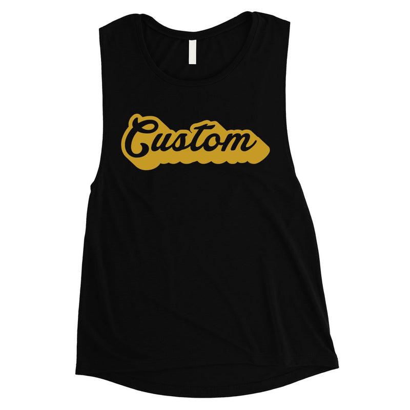 Yellow Pop Up Text Colorful Bold Womens Personalized Muscle Tops