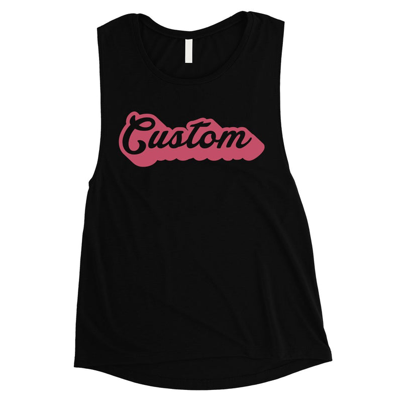Pink Pop Up Text Colorful Cool Womens Personalized Muscle Tops Gift