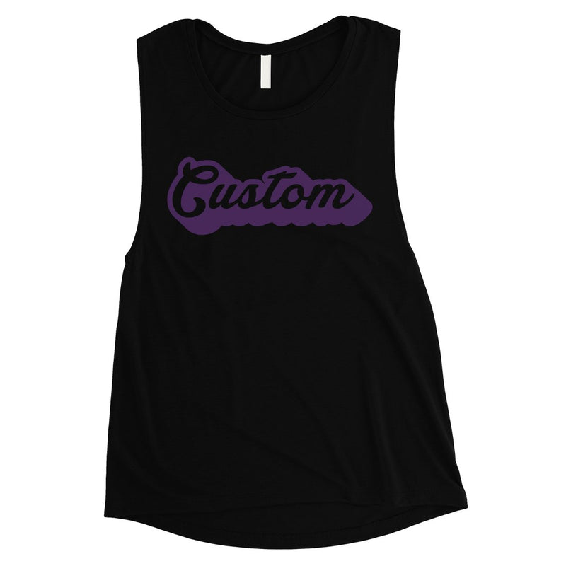 Purple Pop Up Text Cool Classic Womens Personalized Muscle Tops