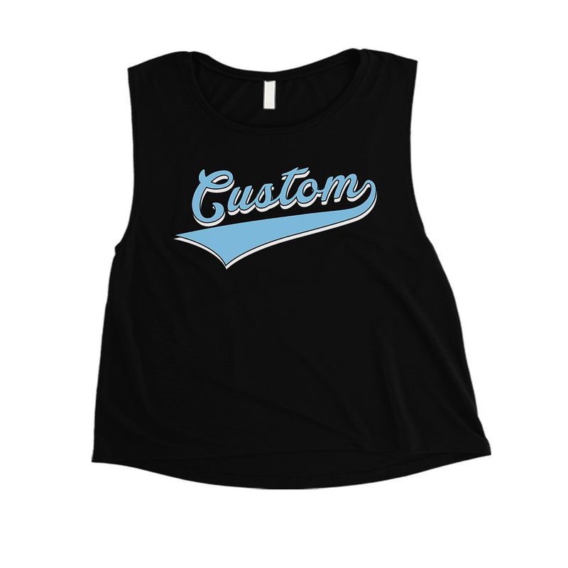 Blue College Swoosh Humble Bright Womens Personalized Crop Tops