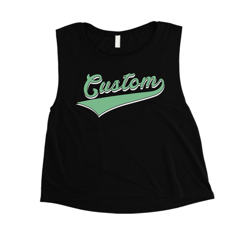 Green College Swoosh Prideful Womens Personalized Crop Tops Gifts