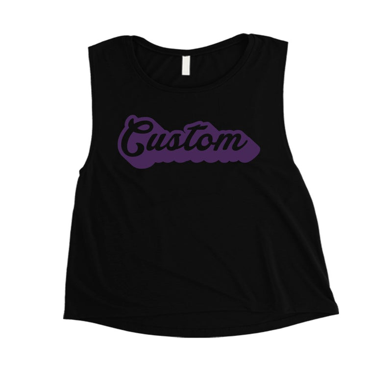 Purple Pop Up Text Colorful Cute Womens Personalized Crop Tops Gift