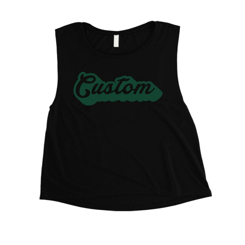 Green Pop Up Text Colorful Sporty Womens Personalized Crop Tops