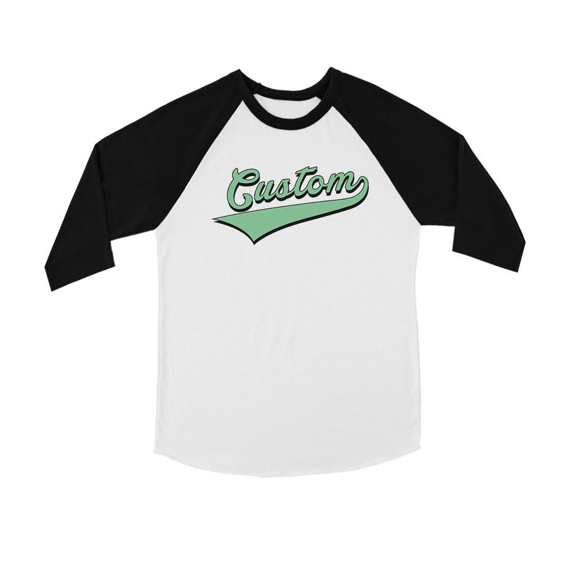 Green College Swoosh Colorful Cute Kids Personalized Baseball Shirt