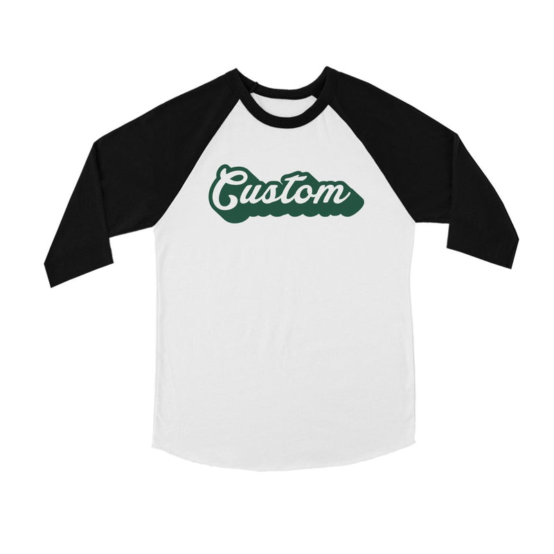 Green Pop Up Text Classic Modern Kids Personalized Baseball Shirt