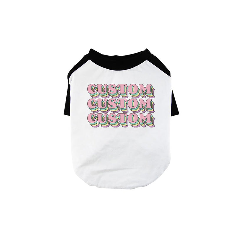 Sorority Theme Pink Top Text Pets Personalized Baseball Shirt for Small Dog