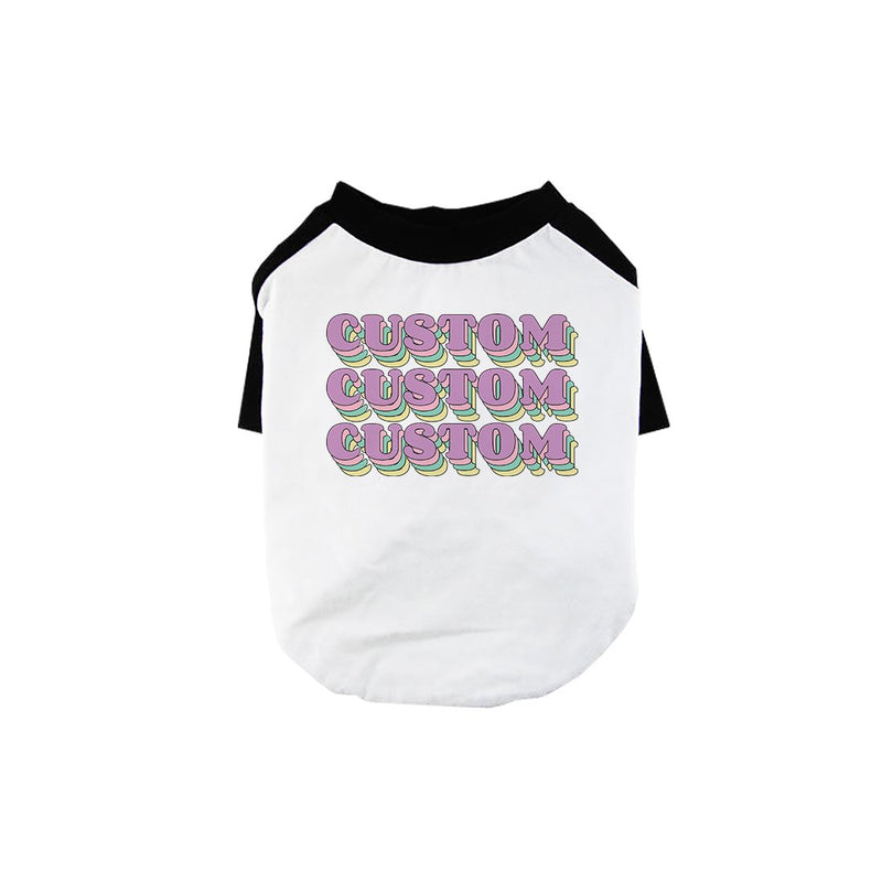 Sorority Theme Purple Top Text Pets Personalized Baseball Shirt for Small Dog