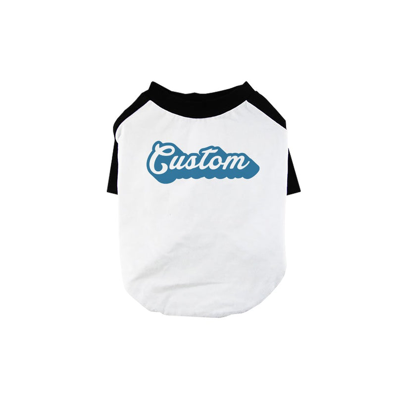 Blue Pop Up Text Pets Personalized Baseball Shirt for Small Dog