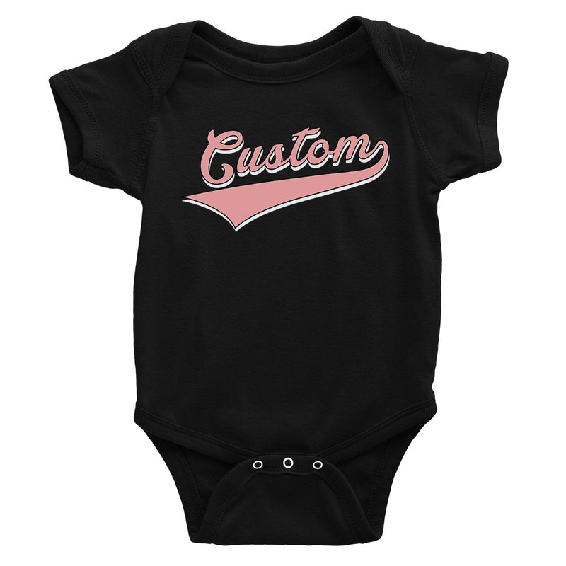 Pink College Swoosh Retro Cool Rad Baby Personalized Bodysuit Gift