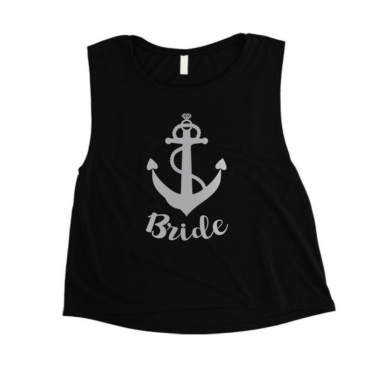 Bride Crew Anchor-SILVER Womens Crop Top Heartfelt Fun Bridal Gift