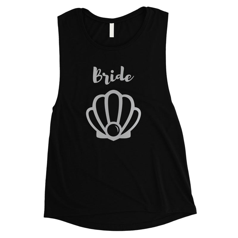 Bride Mermaid Seashell-SILVER Womens Muscle Tank Top Modern Chic