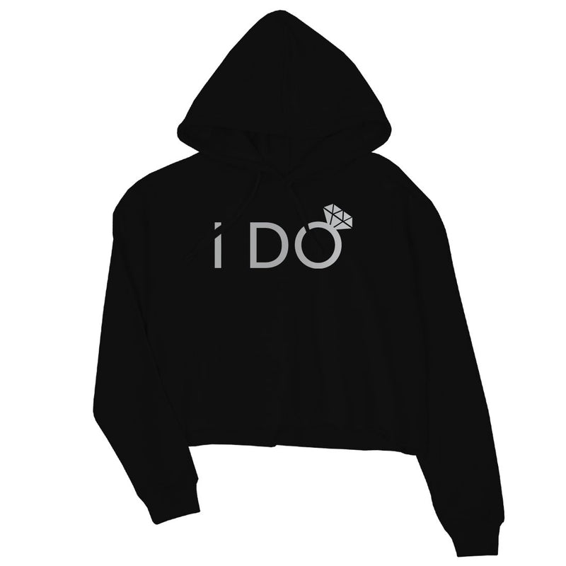 I Do She Said Yas-SILVER Womens Crop Hoodie Wholesome Bridal Gift