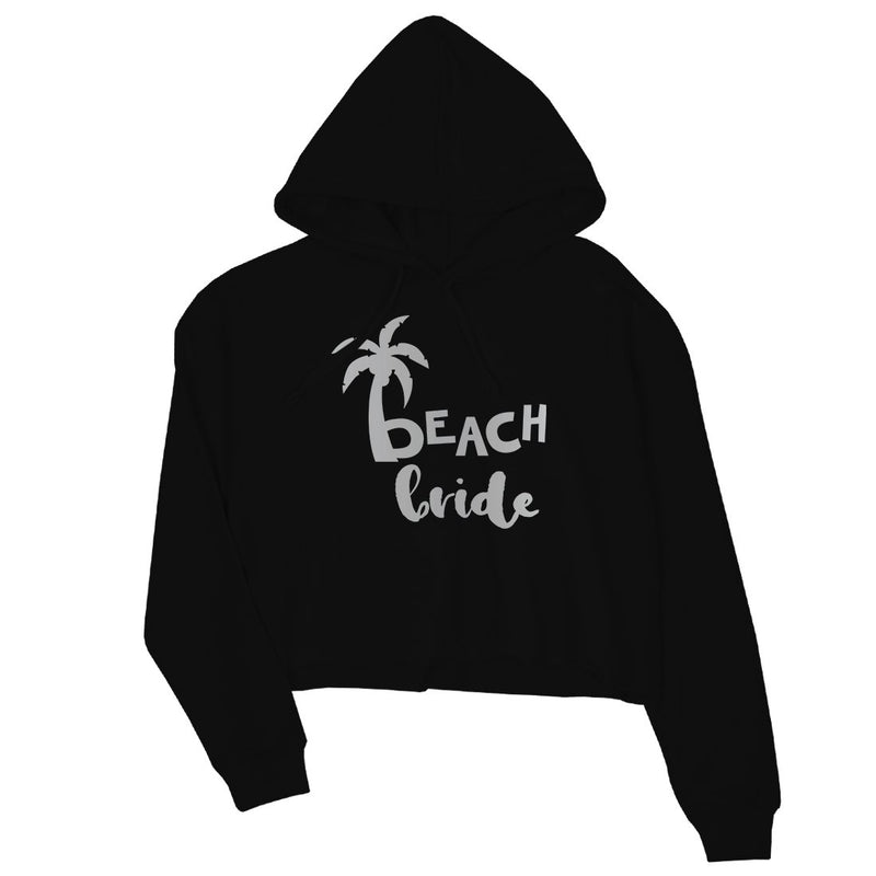 Beach Bride Babe Palm Tree-SILVER Womens Crop Hoodie Wonderful Chic