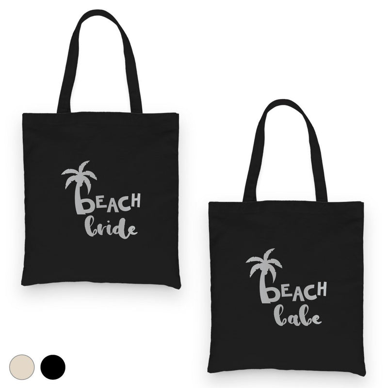 Beach Bride Babe Palm Tree-SILVER Canvas Shoulder Bag Relaxing Fun