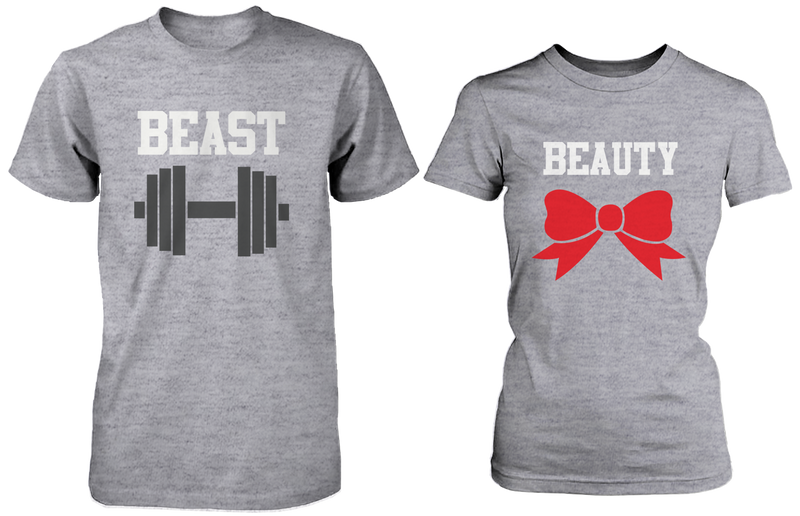 Beauty & Beast Matching Couple Shirts in Grey (Set)