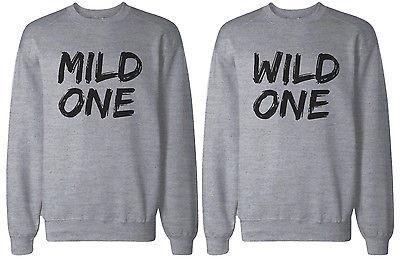 Mild One and Wild One BFF Matching Grey Sweatshirts for Best Friends