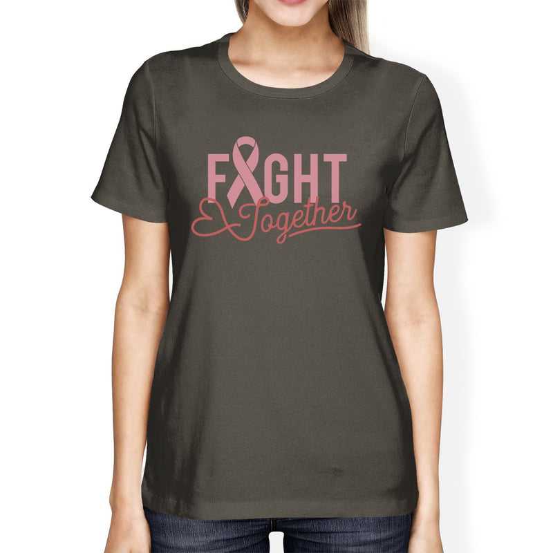 Fight Together Breast Cancer Awareness Womens Dark Grey Shirt