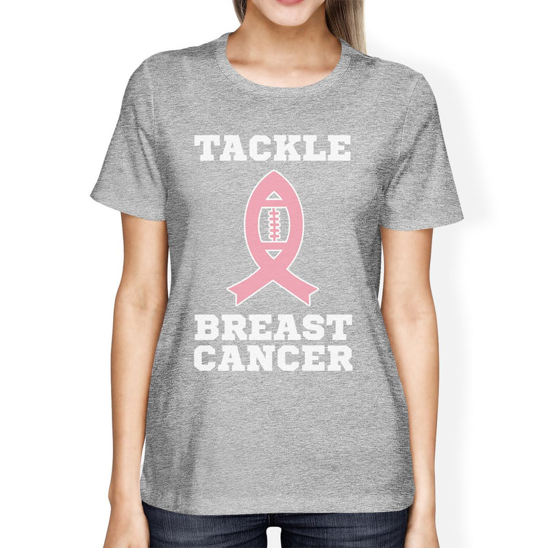 Tackle Breast Cancer Football Womens Grey Shirt