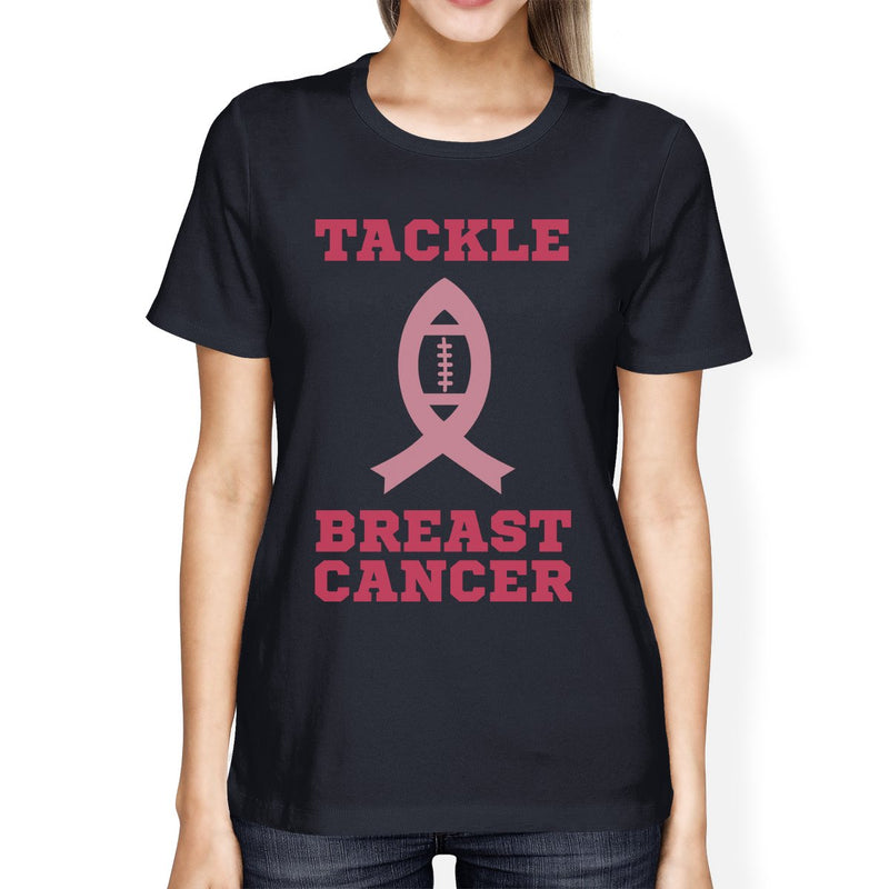 Tackle Breast Cancer Football Womens Navy Shirt